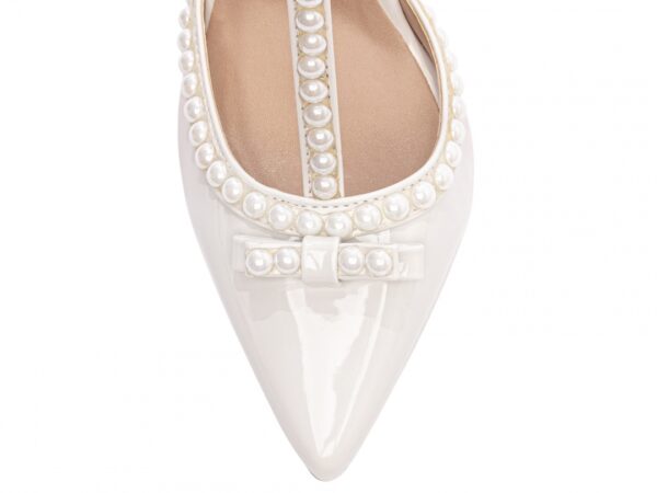 Sapato  Scarpin Feminino Branco Salto Alto Pérolas -66058G - Imagem 6