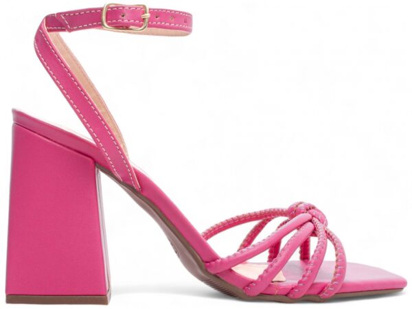 Sandália Feminina Salto Cor Pink Fivela com Ajuste - Imagem 5