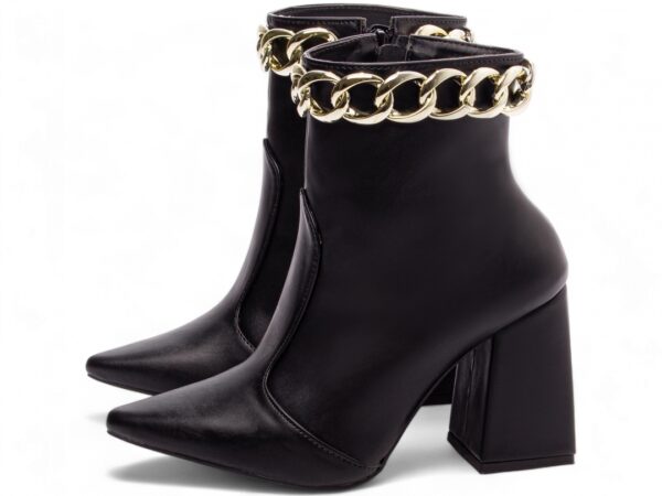 Bota Feminina Preta Elegante com Salto Conforto Estilosa - Imagem 3