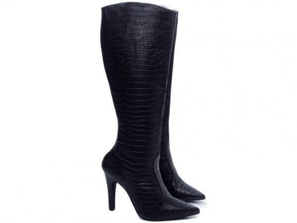 Bota Feminina Preta Elegante com Salto Conforto Estilosa - Imagem 5