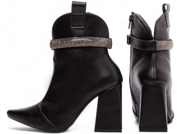 Bota Feminina Preta Elegante com Fivela com Salto Conforto Estilosa - Imagem 3