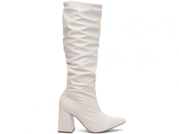 Bota Feminina Branca Elegante com Salto Conforto Estilosa - Imagem 5