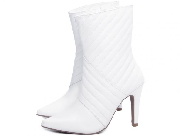 Bota Feminina Branca Elegante com Salto Conforto Estilosa - Imagem 4