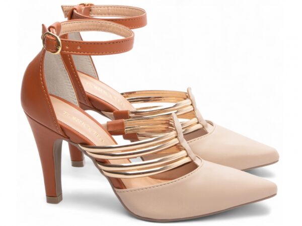Sapato Scarpin Feminino Rose Marrom Salto Alto - 66082D - Imagem 4