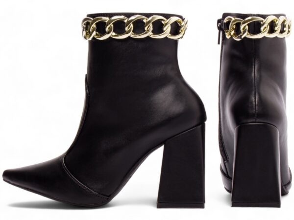 Bota Feminina Preta Elegante com Salto Conforto Estilosa - Imagem 5