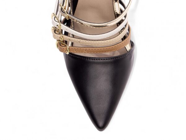 Sapato Scarpin Salto Alto Preto Caramelo Bege Branco  Met - Imagem 6
