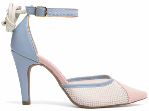 Sapato  Scarpin Feminino Rosa  Branco Azul Salto Alto - 6... - Imagem 5