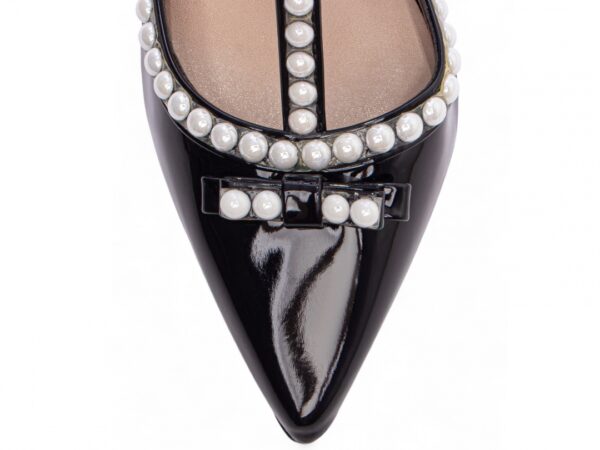 Sapato  Scarpin Feminino Preto Salto Alto Pérolas - 66058C - Imagem 6