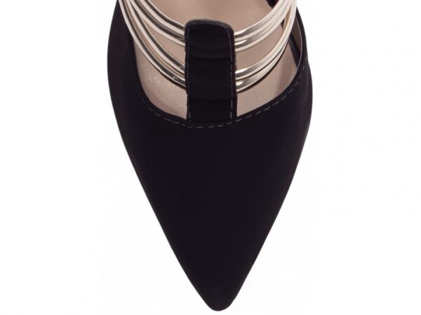 Sapato Scarpin Preto Nobuck Metalizado Salto- 66082B - Imagem 6