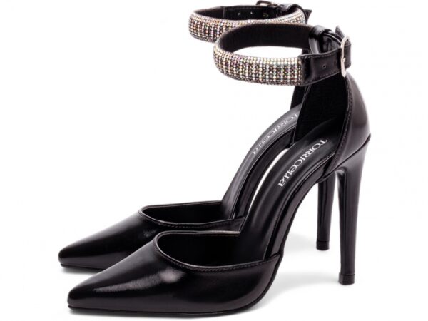 Sapato Scarpin Salto Alto Salto 12 Preto Fivela De Ajuste - Imagem 3