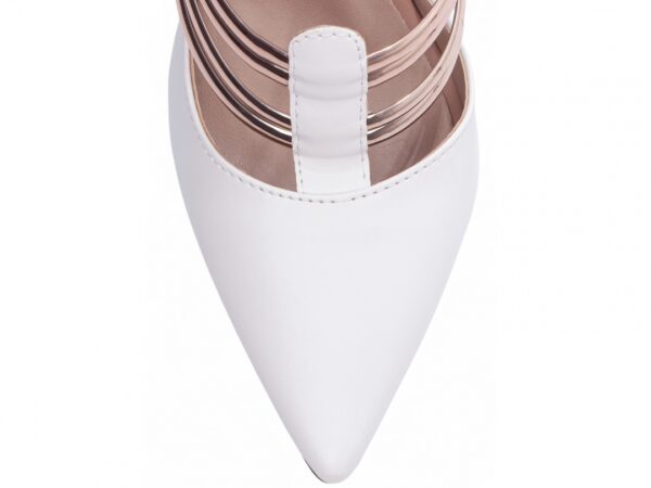 Sapato Scarpin Feminino Branco Rose Salto Alto- 66082A - Imagem 6