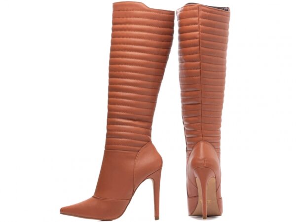 Bota Feminina Caramelo Elegante com Salto Conforto Estilosa - Imagem 4