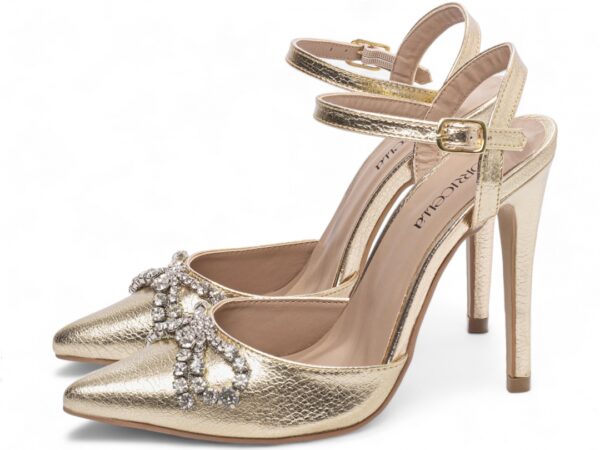 Sapato Scarpin Feminino Salto Alto Metalizado Prata Dourado - Imagem 3