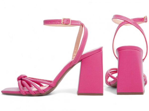 Sandália Feminina Salto Cor Pink Fivela com Ajuste - Imagem 2