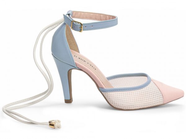 Sapato  Scarpin Feminino Rosa  Branco Azul Salto Alto - 6... - Imagem 6